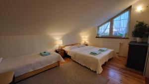 a bedroom with two beds and a window at Aven'a pokoje gościnne z basenem in Darłowo +76 photos
