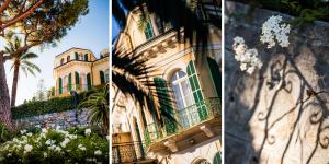 a collage of photos of a building with trees at Villa Sylva & Spa in Sanremo