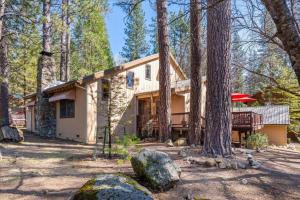 a house in the woods with a tree at Wawona Home in Wawona