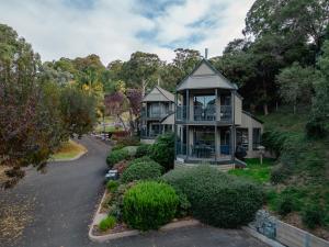 an aerial view of a house with a garden at Edgewater Terraces at Metung in Metung