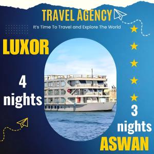un cartel para un crucero en el agua en NILE CRUISE ND Every Monday from Luxor 4 nights & every Friday from Aswan 3 nights en Asuán