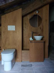 a bathroom with a toilet and a sink at Rocca Castrignano in Riano