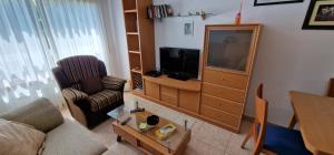 a living room with a couch and a tv at El Mirador de Covas - 2 Hab - Garaje in Covas