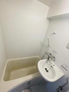 a bathroom with a sink and a bath tub at LIONS YONEGAHAMA l 米が浜通 in Yokosuka