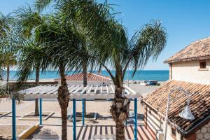 リンコン・デ・ラ・ビクトリアにあるApartamento Bellamarの隣の浜辺のヤシの木