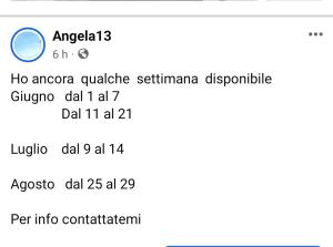 uno screenshot di un cellulare con un messaggio di testo di ANGELA 13 a Loreto