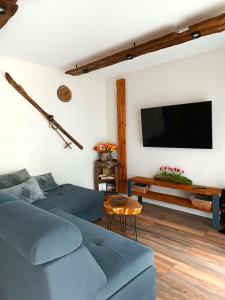 Televízia a/alebo spoločenská miestnosť v ubytovaní Apartament Madlen Kalinowa Szczyrk Sauna Grota Solna