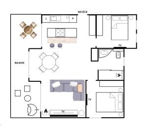 Plán poschodí v ubytovaní Apartament Madlen Kalinowa Szczyrk Sauna Grota Solna