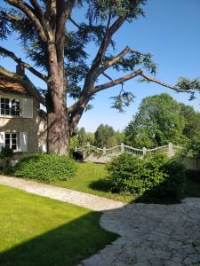 a tree in front of a house with a walkway at Le Clos Ste Thérèse by Idylliq 