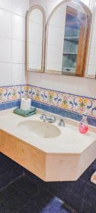 een badkamer met een wastafel en een spiegel bij Casa Avellaneda in Mendoza