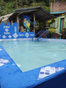 an empty swimming pool with a blue water at El Rinconcito Feliz in San Francisco