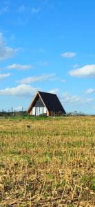 a barn in the middle of a field at Chalé de Campo com hidro - Chalé Flores do Campo in Campo Alegre +4 photos