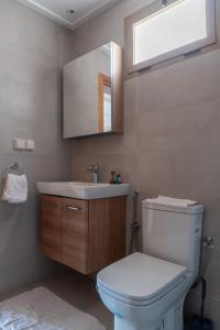 Imi MikkiにあるTayyurt Surf Camp Tamraght Aourirのバスルーム(トイレ、洗面台、鏡付)
