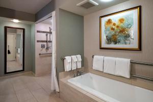 a bathroom with a large tub and a painting on the wall at DoubleTree by Hilton Washington DC – Crystal City in Arlington