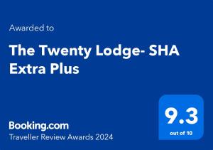 um rectângulo azul com as palavras Shira plus vinte lodge em The Twenty Lodge- SHA Extra Plus em Chiang Mai