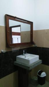 a bathroom with a sink and a mirror at Maple Home Stay in Ella