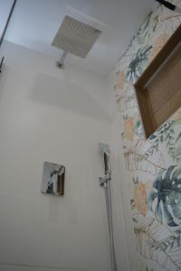 łazienka z prysznicem ze ścianą w obiekcie Estancia dos Olivos w mieście Quesa