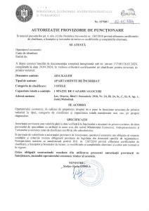 Un certificat, premiu, logo sau alt document afișat la Apartment Ada Kaleh