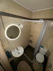 a small bathroom with a toilet and a sink at Ifigeleni studios in Ária +15 photos