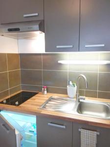 eine Küche mit Spüle und Arbeitsplatte in der Unterkunft Séjour Perpignan avec petit-déjeuner à la demande à 20 minutes de l'Espagne à La Douceur catalane in Perpignan