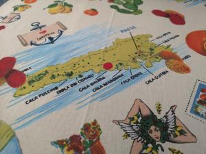 a drawing of a map on a table at Villa Azzurra in Lampedusa