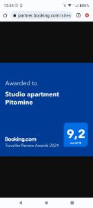 a screenshot of a phone screen on at Studio apartment Pitomine in Žabljak