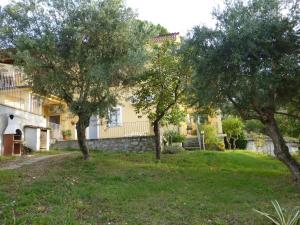 a yellow house with trees in the yard at Casa Di Lascio in Maratea
