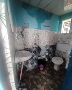 een badkamer met wastafel en toilet bij Moktan Home Stay 4 in Kalimpong