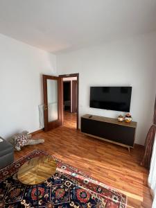 a living room with a large flat screen tv at Appartamento Camera'n Montegrotto Terme in Montegrotto Terme