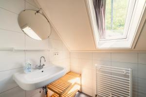 a bathroom with a sink and a window at Natuurlogies Buurse Buiten in Haaksbergen