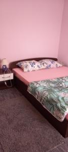ein Bett mit zwei Kissen darauf in einem Zimmer in der Unterkunft Silva apartman in Sarajevo