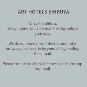 a screenshot of a cell phone with the text art hotel studios shibuya at ART HOTELS SHIBUYA in Tokyo