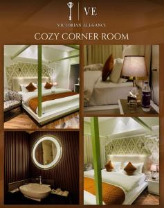 kolaż zdjęć pokoju hotelowego w obiekcie Victorian Elegance Luxury Stays w mieście Amritsar