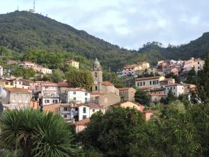 a town on a hill with a mountain at I Limoni 2 in La Spezia