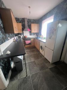 a kitchen with a refrigerator and a washing machine at CASA DE MuNCA in Knowsthorpe