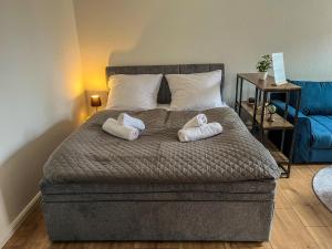 Ένα ή περισσότερα κρεβάτια σε δωμάτιο στο Apartment für 2 mit Balkon