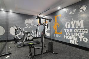 Fitness centrum a/nebo fitness zařízení v ubytování E Hotel