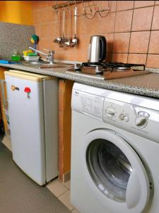 a washing machine in a kitchen with a sink at Residence Torre Giuseppina in Naples