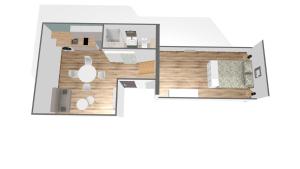 a floor plan of a room with a bedroom at Le Cocon Perché - Nid Secret in Longny-au-Perche