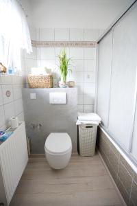 a small bathroom with a toilet and a sink at Aparment L&G in Spielberg