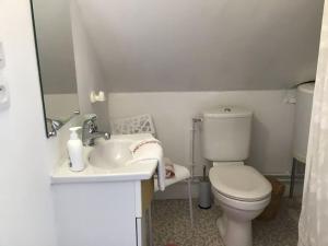 Koupelna v ubytování Petite dépendance comme la cabine d’un bateau.