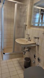 bagno con lavandino, doccia e servizi igienici di Ferienwohnung König Ludwig - Chiemgau Karte a Inzell