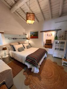波塔萊格雷的住宿－Monte Refúgio do Silêncio，一间卧室配有一张大床和地毯。