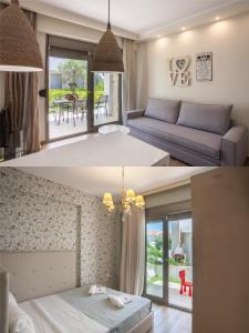 Katil atau katil-katil dalam bilik di Luxury home on the sea Kassandra