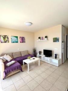 a living room with a couch and a tv at APARTAMENTO ANA in Costa Calma