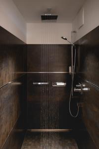 a bathroom with a shower with a shower head at Golfhotel Gut Neuenhof in Fröndenberg