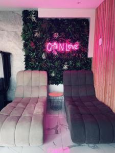 Χώρος καθιστικού στο Chill N Love prox EuropaPark et Rulantica Strasbourg Colmar