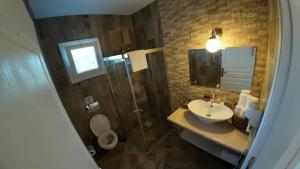 阿拉恰特的住宿－阿德爾菲亞酒店，一间带水槽、淋浴和卫生间的浴室