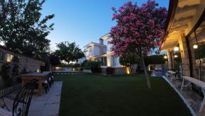 a house with a green yard with a tree at Adelfia Hotel in Alaçatı