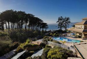 an aerial view of a house and a swimming pool at Condo in Seascape Beach Resort in Aptos